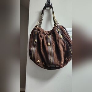 Curations brown suede shoulder bag